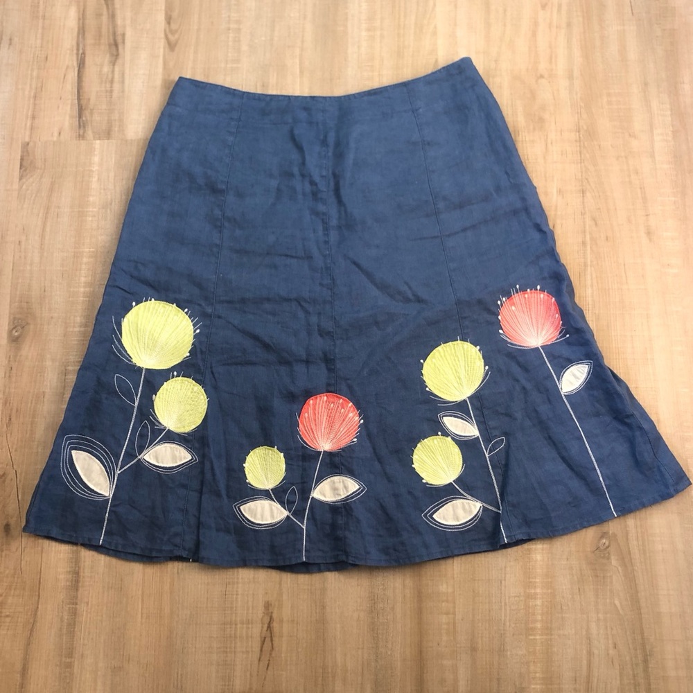 Boden Embroidered Midi Skirt